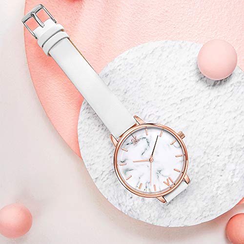 SHENGKE shengke señoras Reloj de Pulsera Creativas Mujeres Relojes Marca Reloj Mujeres Malla Vestido Reloj(White-Marble)