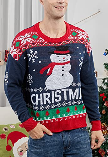 Shujin Conjunto de jersey de punto para hombre y mujer con diseño navideño de Navidad, Padre/Papá Noel, L