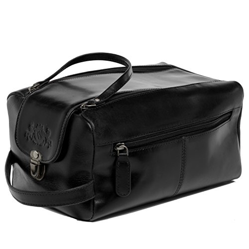 SID & VAIN® Neceser Bristol Bolso de Viaje Bolsa de Aseo Piel Negro