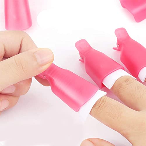 SIOPPKIKKit de Herramientas para Uñas Removedor Clip,10 clip para los dedos+100 Removedor Almohadillas+2 Lima de Uñas+2 Empujador de Cutículas