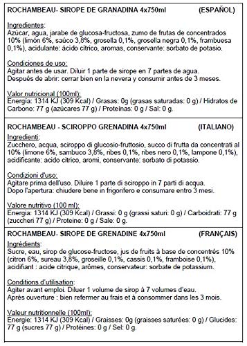 Sirope concentrado de Granadina Rochambeau (4 unidades de 750ml)