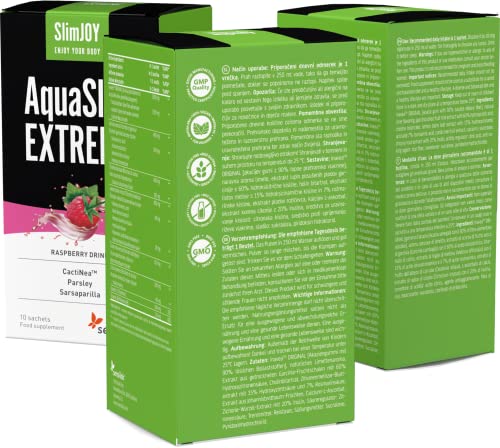 SlimJOY AquaSlim EXTREME - Té Drenante y Detox Natural - 3x10 sobres, suficiente para 30 días