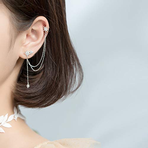 SLUYNZ Pendientes de plata de ley 925 con diseño de estrella para mujeres, adolescentes, niñas, pendientes de estrella