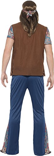 Smiffys Disfraz de chico hippy, Multicolor, con parte de arriba, pantalón, pañuelo para