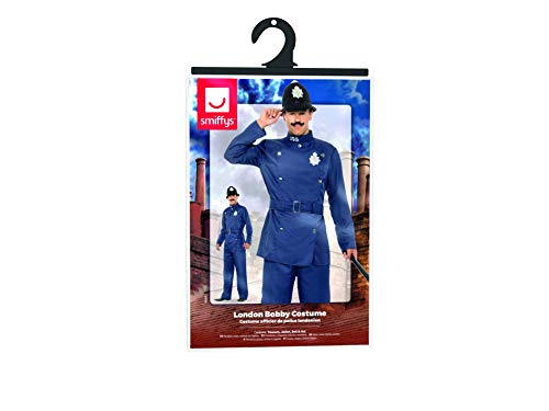 Smiffy's Smiffys-45626M Disfraz de policía de Londres, con Pantalones, Chaqueta y Sombrero, Color Azul, M-Tamaño 38"-40" 45626M