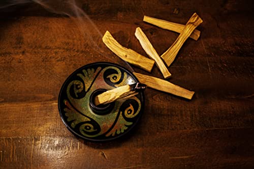Soporte Palo Santo de cerámica - Quemador de Incienso - Diseño Colorido y Decorativo - Coloca los Palitos con Aroma a Madera Palo Santo en el Incensario en Presencia