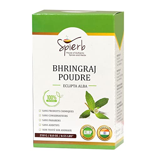 Spierb Bhringraj Polvo 250gm para el Crecimiento del Cabello Polvo Natural de Hojas de Bhringaraj Desintoxicante Natural y Espesante del Cabello 100% Puro Eclipta alba Falsa Daisy