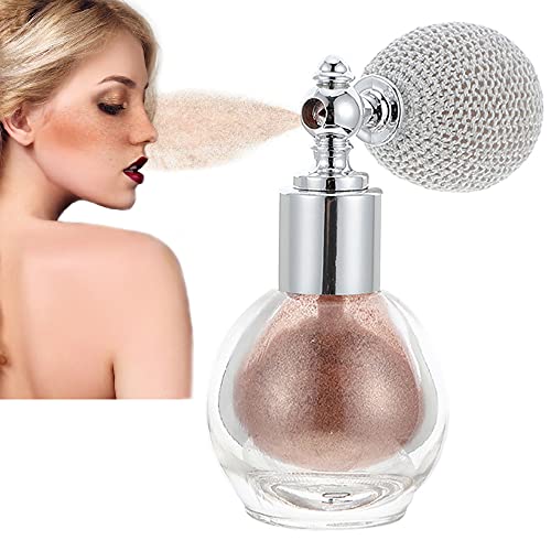 Spray para resaltar brillo en polvo, maquillaje de contorno para mujer, polvo de destello natural y brillante para el cuerpo, vidrio con purpurina, bolsa de aire, cosmética brillante (oro antiguo)