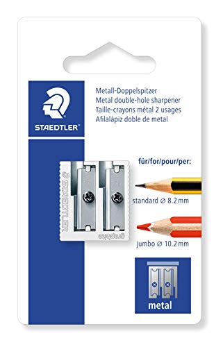Staedtler 510 20 BKDST Afilalápiz Doble de Acero Inoxidable, Blíster con 1 Sacapuntas de Metal
