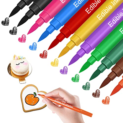 Starich 11 lápices de colores alimentarios para hornear, 10 colores, rotuladores comestibles, rotuladores de doble punta para colorear alimentos, escritura gourmet para decoración de tartas, galletas
