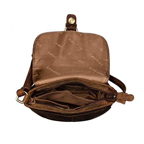 STILORD 'Iris' Bolso de Mano Piel Pequeño Mujer Bolso Hombro para Salir Noche Festa Bolso Bandolera de Auténtico Cuero, Color:marrón - Medio