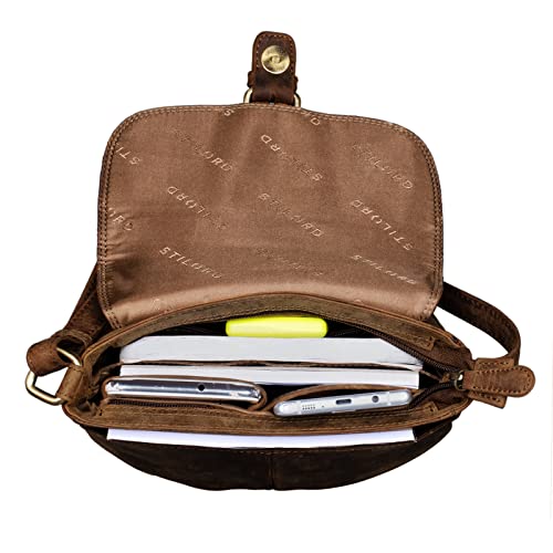 STILORD 'Iris' Bolso de Mano Piel Pequeño Mujer Bolso Hombro para Salir Noche Festa Bolso Bandolera de Auténtico Cuero, Color:marrón - Medio