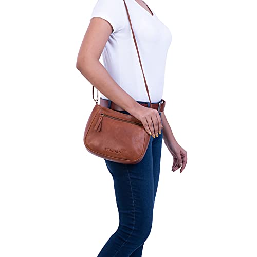 STILORD 'Samira' Bolso de Hombro Mujer Piel Pequeño Bolso Bandolera Vintage Bolso Diario para Ciudad Ocio Cuero, Color:Texas - marrón