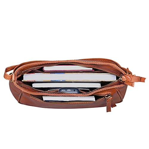 STILORD 'Samira' Bolso de Hombro Mujer Piel Pequeño Bolso Bandolera Vintage Bolso Diario para Ciudad Ocio Cuero, Color:Texas - marrón