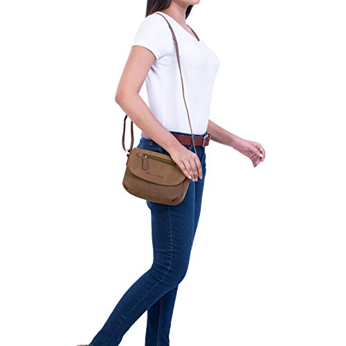 STILORD 'Tamara' Bolso de Hombro Mujer Piel Pequeño Bolso Bandolera Vintage para Salir Noche Fiesta Diari Bolso Mano de Auténtico Cuero, Color:Austin - marrón