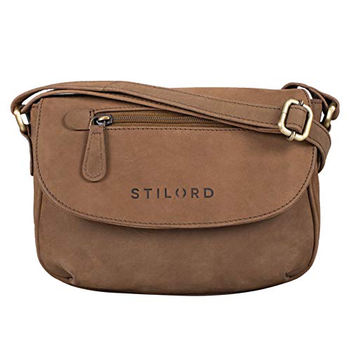 STILORD 'Tamara' Bolso de Hombro Mujer Piel Pequeño Bolso Bandolera Vintage para Salir Noche Fiesta Diari Bolso Mano de Auténtico Cuero, Color:Austin - marrón