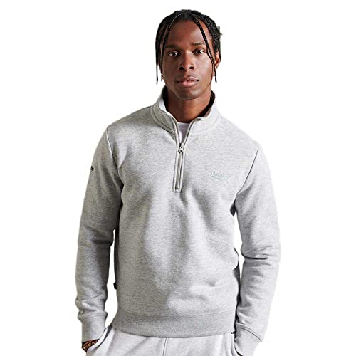 Superdry Vintage Logo Emb Zip Henley Sudadera, Athletic Grey Marl, M para Hombre