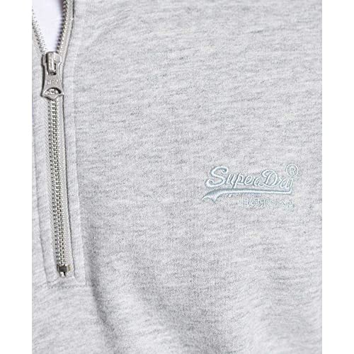 Superdry Vintage Logo Emb Zip Henley Sudadera, Athletic Grey Marl, M para Hombre