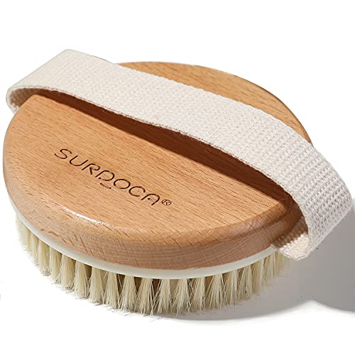 SURDOCA Cepillo Exfoliante Corporal para Cepillado en Seco y Ducha, Depurador de Espalda de Baño para Celulitis y Linfáticos, Exfoliante Suave y Masaje con Multipoint-Massage-Tech (Cerdas de nailon)