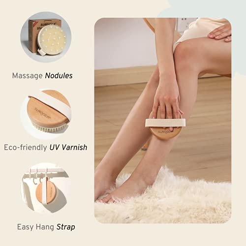 SURDOCA Cepillo Exfoliante Corporal para Cepillado en Seco y Ducha, Depurador de Espalda de Baño para Celulitis y Linfáticos, Exfoliante Suave y Masaje con Multipoint-Massage-Tech (Cerdas de nailon)