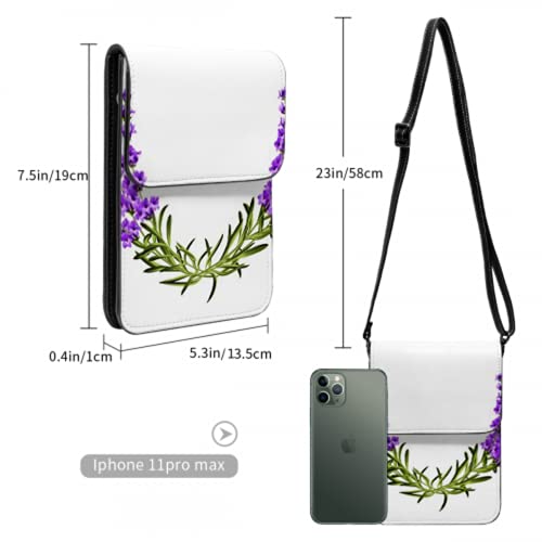 SUUJ Monedero de cuero liviano para teléfono, pequeño bolso bandolera Mini bolso para teléfono celular bolso de hombro para mujer, guirnalda, marco de provenza, ramo de perfume floral