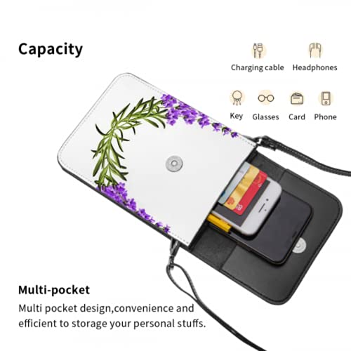 SUUJ Monedero de cuero liviano para teléfono, pequeño bolso bandolera Mini bolso para teléfono celular bolso de hombro para mujer, guirnalda, marco de provenza, ramo de perfume floral