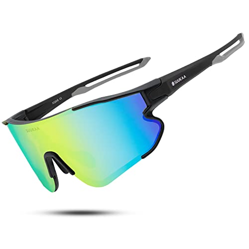 SUUKAA Ciclismo Gafas CE Certificación Polarizadas con 3 Lentes Intercambiables UV 400 Gafas,Corriendo,Moto,MTB Bicicleta Montaña,Camping y Actividades al Aire Libre para Hombres y Mujeres TR-90