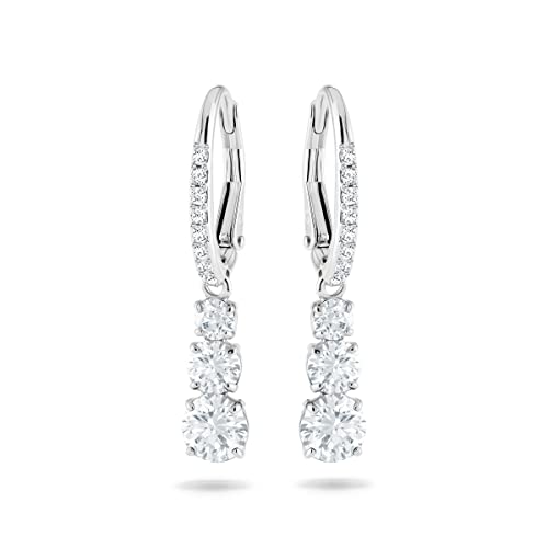 Swarovski Attract Trilogy Pendientes, Blanco, Baño de rodio