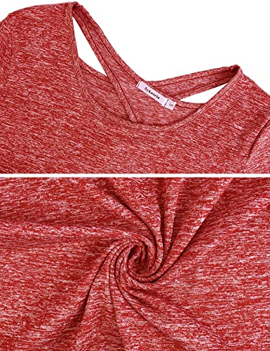 Sykooria Camiseta Deportiva Mujer de Manga Larga Sin Costuras Sudaderas Fitness Transpirable Suave Ropa Deportiva para Mujer Vino Tinto XXL