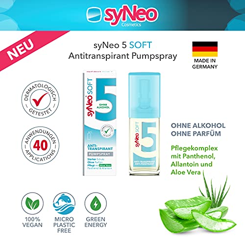 syNeo 5 soft Antitranspirante Spray sin alcohol, Desodorante contra sudor fuerte para mujeres y hombres, 1 unidad (1 x 30 ml)