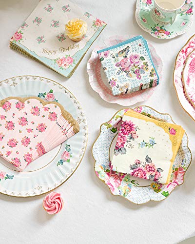 Talking Tables servilletas con borde festoneado y pequeñas flores ‘Truly Scrumptious’ ‘TS5’. Rosa. Papel.