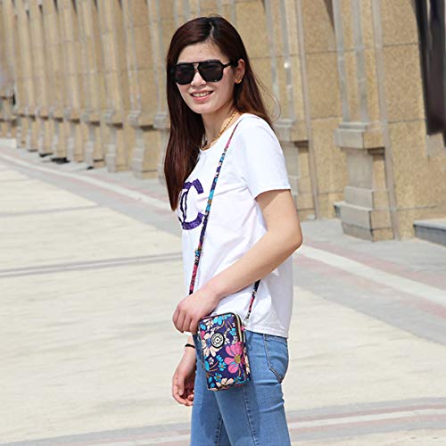 TENDYCOCO bolso de teléfono con cremallera para mujer bolso de moda soporte para teléfono con cuello bolsa para teléfono colgante para viajes de viaje de compras - azul