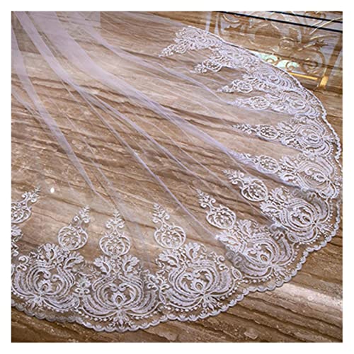 TFGUOqun Catedral de Velo de Boda romántica Dos Capas Encaje apliquen Velos de Novia Largos con Peine Marry Regalos Accesorios para la Boda del Baile de graduación