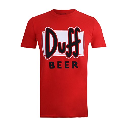 The Simpsons Duff Beer T-Shirt, Rosso, XL para Hombre