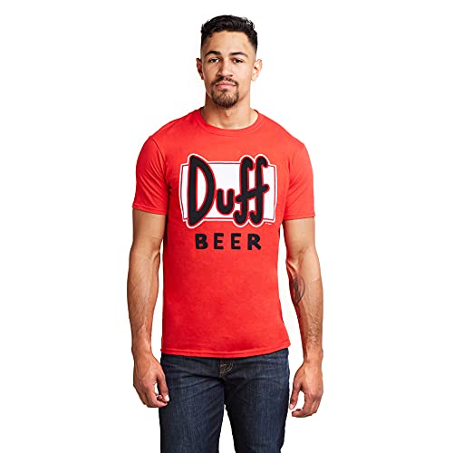 The Simpsons Duff Beer T-Shirt, Rosso, XL para Hombre