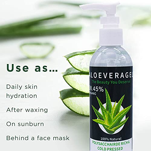 Thnkstaps Aloe Vera Gel de Aloe Vera orgánico puro Aloe Vera Crema Hidratante Facial y Corporal Regenerador 100% natural Hidratante para Todo tipo de piel, Cuerpo 250 ml x 2 unidades