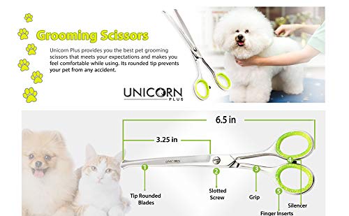 Tijeras de peluquería para perros, punta de 6.5 "Tijeras redondeadas para mascotas, para el cuerpo, la cara, las orejas y la nariz Cabello con cuchillas curvas