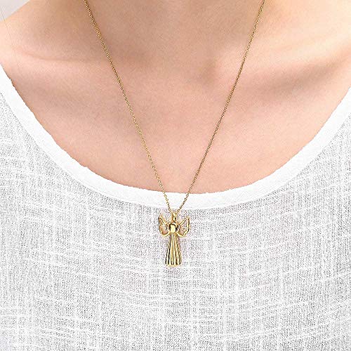 Tmendy Collar de urnas conmemorativas para mascotas (20 pulgadas) con embudo |Hueco puede ser perfumado Botella de perfume Colgante Alas de ángel Urna para mascotas Caja Acero de titanio Hombres y muj