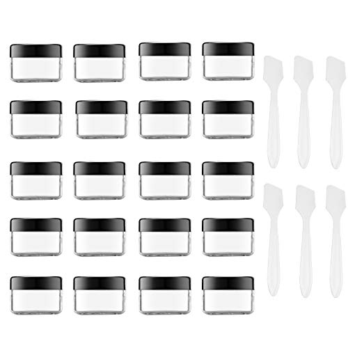 Toureal 15ml Tarros de Plastico con Tapa (20 Piezas) Frascos Pequeños, Bote de Viaje para Crema, Cosmetica (Negro)