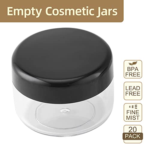 Toureal 15ml Tarros de Plastico con Tapa (20 Piezas) Frascos Pequeños, Bote de Viaje para Crema, Cosmetica (Negro)