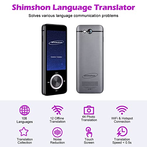 Traductor Instantaneo Traductor sin Conexión con Traducción de Fotos Traductor Instantaneo de voz, 108 Idiomas Traducción Inteligente en 0,5 Segundos | Bluetooth | WiFi