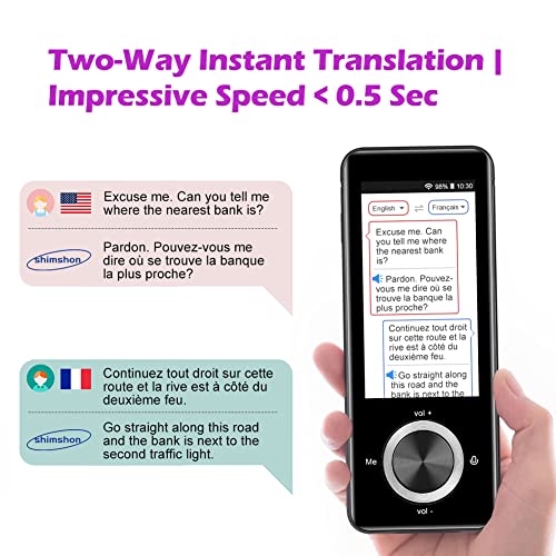 Traductor Instantaneo Traductor sin Conexión con Traducción de Fotos Traductor Instantaneo de voz, 108 Idiomas Traducción Inteligente en 0,5 Segundos | Bluetooth | WiFi