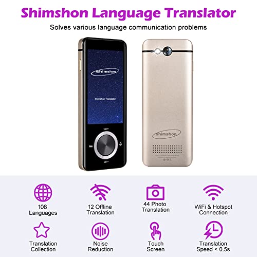 Traductor Instantaneo Traductor sin Conexión con Traducción de Fotos Traductor Instantaneo de voz, 108 Idiomas Traducción Inteligente en 0,5 Segundos | Bluetooth | WiFi