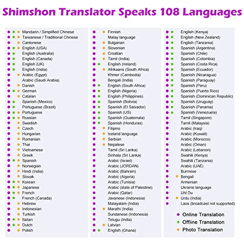 Traductor Instantaneo Traductor sin Conexión con Traducción de Fotos Traductor Instantaneo de voz, 108 Idiomas Traducción Inteligente en 0,5 Segundos | Bluetooth | WiFi