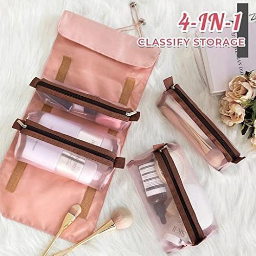 Travel Toiletry Organizer Bag, 4 in 1 Folding Travel Cosmetic Organizer Bag, Toiletry Bag Hanging Travel Makeup Organizer for Full Sized Toiletries