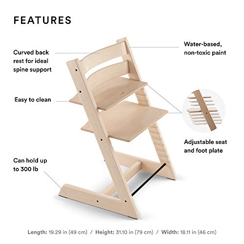 TRIPP TRAPP® Silla evolutiva de madera | Silla de altura regulable perfecta para bebés, niños y adultos | Tipo de madera: Beech | Colour: Natural