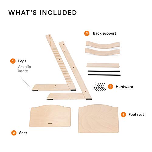 TRIPP TRAPP® Silla evolutiva de madera | Silla de altura regulable perfecta para bebés, niños y adultos | Tipo de madera: Beech | Colour: Natural