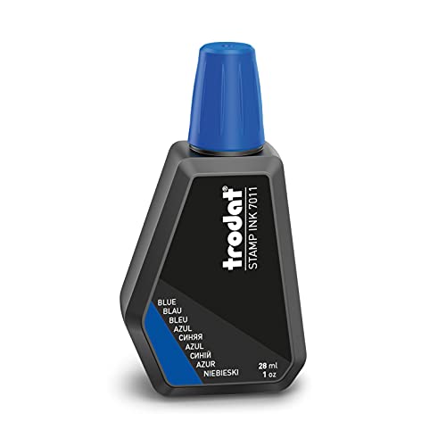 Trodat Botella de Tinta Azul – 28 ml – Tinta de Repuesto para Almohadillas de Tinta de Sello de Mano