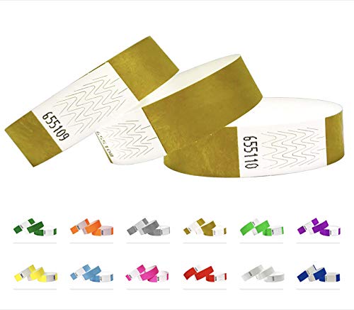 Tyvek Pulseras - 500 unidades - Dorado - Tyvek pulseras para eventos