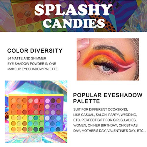 UCANBE Kit de maquillaje de sombra de ojos, 54 colores de paleta de sombra de ojos y 15 pinceles de maquillaje, paleta de maquillaje de ojos mate con brillo 6 en 1 con juego de pinceles